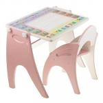 Набор мебели Буквы- цифры: парта, мольберт, стульчик, цвет розовый