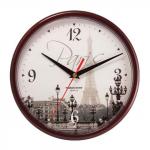 Часы настенные TROYKA 91931927 круг, с рисунком Paris, коричневая рамка, 23х23х4 см