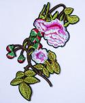 Аппликация клеевая вышитая Роза "Блейз" 17*9,5 см нежно розово+белый цветок