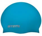 Шапочка для плавания Atemi, тонкий силикон, голубой, TC403