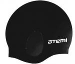 Шапочка для плавания Atemi, силикон (c "ушами"), черн, EC101