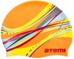 Шапочка для плавания Atemi, силикон, оранжевая (графика), дет., PSC303