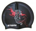 Шапочка для плавания Atemi, силикон (дракон), PSC405