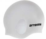 Шапочка для плавания Atemi, силикон (c "ушами"), серебро, EC103