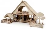 Конструктор-кукольный домик ХэппиДом "Летний дом с беседкой и качелями" из дерева