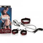 Набор для эротических игр: ошейник и наручники из полиэстера с цепочкой Scandal Submissive Kit, SE-2712-80-3