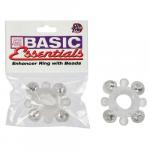 *Эрекционное кольцо Basic Essentials - Enhancer Ring with Beads с бусинами прозрачное, se-1725-00-2