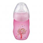 Бутылочка для кормления стеклянная, с широким горлом, 240 мл, от 0 мес., цвет розовый