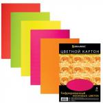 Цветной картон А4 ГОФРИРОВАННЫЙ ФЛУОРЕСЦЕНТНЫЙ, 5 цветов, 250 г/м2, BRAUBERG, 210х297 мм, 124752
