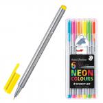 Ручки капиллярные STAEDTLER TRIPLUS FINELINER, НАБОР 6шт, линия 0,3мм, неоновые цвета, 334SB6CS3