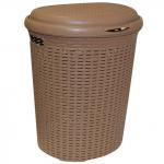 Корзина 50 л С КРЫШКОЙ, для мусора/белья овал, пластик (в53*ш43*г34 см) коричневый, Ротанг, IDEA,М2601