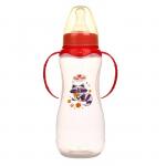 Бутылочка для кормления «Енотик Тобби» детская приталенная, с ручками, 250 мл, от 0 мес., цвет красный