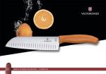 Нож Victorinox сантоку, лезвие 17 см рифленое, оранжевый, в картонном блистере