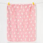 Одеяло лёгкое Крошка Я Зайка розовый 105*108 см, муслин шестислойный, 100% хлопок