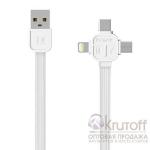 USB кабель Remax Lesu (RC-066th) 3 в 1 (Lightning + micro USB + Type-C) 1 m, white