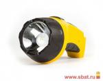Smartbuy фонарь ручной SBF-90-Y (акк. 4V 0.8 Ah) 1св/д 3W (100lm), желтый/пласт+мет, вилка 220V, BL