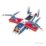 Деревянные 3D пазлы Вертолет-самолет BELL V-22 OSPREY (на солн энергии+крас покрытие