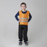 Детский жилет строителя со светоотражающими полосами, рост 134-146 см, цвет оранжевый