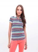 130360 футболка-поло женская 12462, TR Porte, multicolor stripes