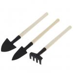 Набор садового инструмента, 3 предмета: грабли, 2 лопатки, длина 24 см, деревянные ручки