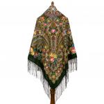 Платок шерстяной с шелковой вязаной бахромой
