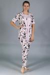 Комплект женский Пудровая роза №3 (халат короткий+пижама(майка+брюки)