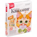 Квиллинг-панно 3D "Рыжий котенок", с рамкой, картонная коробка, Квл-026