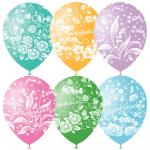 Воздушные шары, 25 шт., М12/30см, Поиск "Праздничная тематика. Цветы", пастель, растровый рисунок, 4690296041007