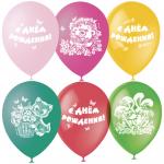 Воздушные шары, 25 шт., М12/30см, Поиск "С Днем Рождения", пастель+декор, 4690296040772