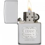 Зажигалка ZIPPO Classic с покрытием High Polish Chrome, латунь/сталь, серебристая, глянцевая, 36x12x