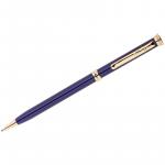 Ручка шариковая Berlingo "Golden Luxe" синяя, 0,7 мм, корпус синий/золото, поворот., пластик. футляр, CPs_70112