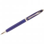 Ручка шариковая Berlingo Silver Luxe синяя, 0,7 мм, корпус синий/золото, поворот., пласт. футляр, CPs_70412