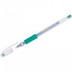 Ручка гелевая Crown Hi-Jell Grip зеленая, 0,5 мм, грип, HJR-500R