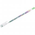 Ручка гелевая Crown Glitter Metal Jell светло-зеленая с блестками, 1,0 мм, MTJ-500GLS(D)