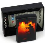 Зажигалка ZIPPO Рыбак, латунь с покрытием Black Matte, чёрная, матовая, 36x12x56 мм