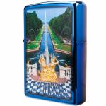 Зажигалка ZIPPO Петергофский фонтан, латунь/сталь с покрытием Sapphire™, синяя, 36x12x56 мм