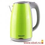 Чайник электр. Galaxy GL-0307 зеленый (диск, 1,7л) 2кВт, двойной корпус, нерж.сталь/пластик