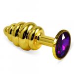 *Золотая втулка LOVETOY Spiral с фиолетовым кристаллом, ro-gsr08