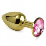 *Золотая втулка LOVETOY Small с розовым кристаллом, ro-gs06