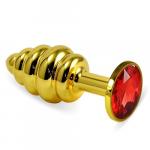 *Золотая втулка LOVETOY Spiral с красным кристаллом, ro-gsr04