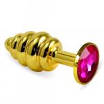 *Золотая втулка LOVETOY Spiral с рубиновым кристаллом, ro-gsr02
