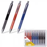 Ручка бизнес-класса шариковая BRAUBERG Aura, корпус ассорти, серебристые детали, 1мм, синяя, 141423