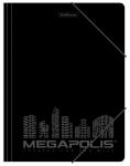 Папка пластиковая на резинках ErichKrause® Megapolis, A4, черный (в коробке-дисплее по 24 шт.)