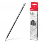 Чернографитный трехгранный карандаш с ластиком ErichKrause® MEGAPOLIS® HB (в коробке по 12шт.)