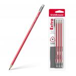 Чернографитный трехгранный карандаш с ластиком ErichKrause® Extra HB (в блистер по 3шт.)