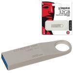Флэш-диск 32GB KINGSTON DataTraveler SE9 G2 USB 3.0, металл. корпус, серебристый, DTSE9G2/32GB