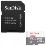 Карта памяти microSDHC 32GB SANDISK Ultra UHS-I U1, 80 Мб/сек (class10), адаптер, SDSQUNS-032G-GN3MA