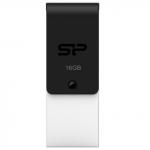 Флэш-диск 16GB SILICON POWER Mobile X21 OTG+USB 2.0, металл. корпус, черный, SP016GBUF2X21V1K