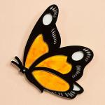 Брошь "Бабочка", черный/оранжевый 6,5*5 см