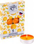 Апельсин, свечи ароматизированные, в гильзе, 6 шт., время горения 3,5 + - 0,5 ч
